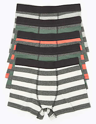 5 Pack Cotton Striped Trunks (2-16 Yrs)