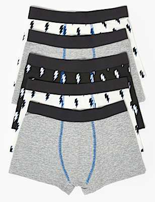 5 Pack Cotton with Stretch Lightning Trunks
