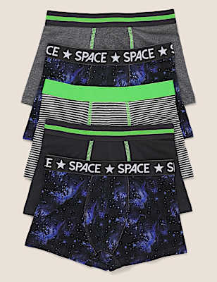 5pk Cotton with Stretch Space Trunks (2-16 Yrs)
