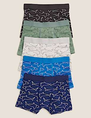 5pk Shark Cotton with Stretch Shark Trunks (2-16 Yrs)