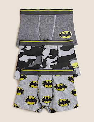 3pk Cotton Rich Batman&trade; Trunks (4 - 14 Yrs)