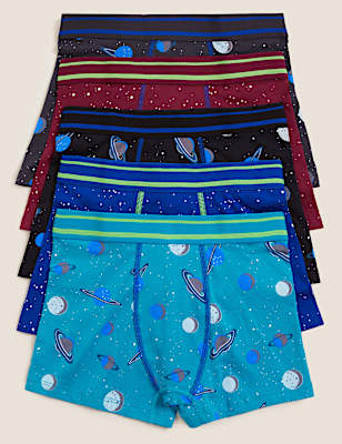 5pk Cotton Rich with Stretch Space Trunks (2-16 Yrs)