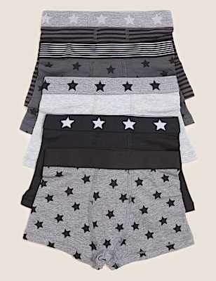 5pk Cotton Rich Star Trunks (2-16 Yrs)