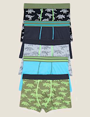 5pk Cotton Rich Dinosaur Trunks (2-16 Yrs)