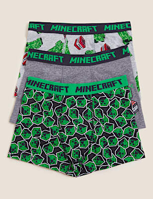3pk Cotton Rich with Stretch Minecraft&trade; Trunks (4-16 Yrs)