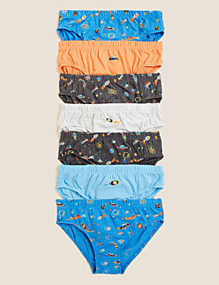 7pk Pure Cotton Space Briefs (2-10 Yrs)