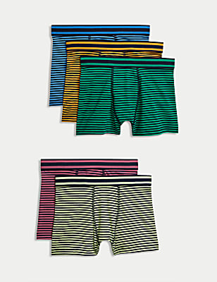 5pk Cotton Rich Striped Trunks (5-16 Yrs)