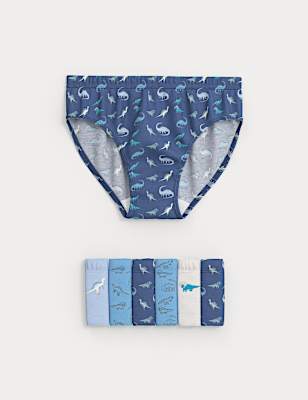 7pk Pure Cotton Dino Briefs (2-8 Yrs)