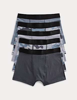 5 Pack Cotton Rich Camo Trunks (5-16 Yrs)