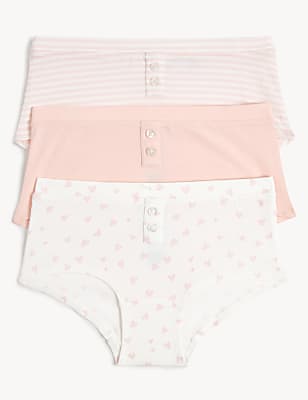 3pk Cotton with Stretch Patterned Shorts
