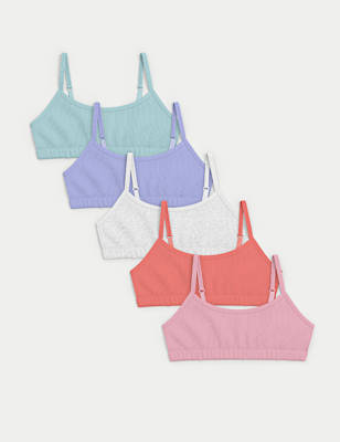 5pk Cotton with Stretch Crop Tops (6-16 Yrs)