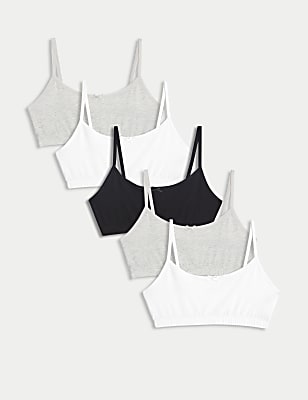 5pk Cotton with Stretch StayNew™ Crop Tops (6-16 Yrs)