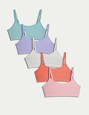 5pk Cotton with Stretch Crop Tops (6-16 Yrs)