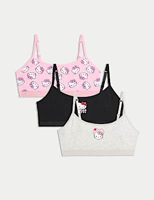 3pk Cotton Rich Hello Kitty™ Crop Tops (6-16 Yrs)