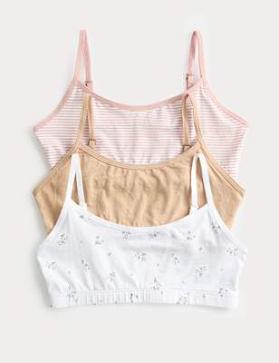 3 Pack Cotton Rich Ribbed Crop Tops (6-16 Yrs)