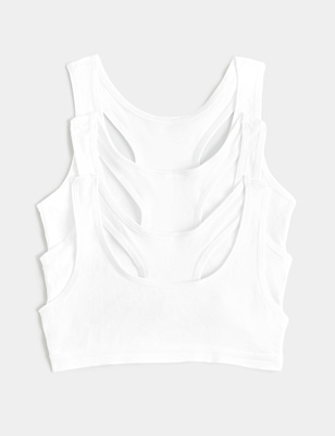 3 Pack Cotton with Stretch Crop Tops (6-16 Yrs)