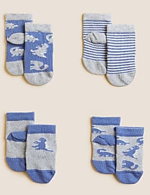 4pk Cotton Rich Dinosaur Baby Socks