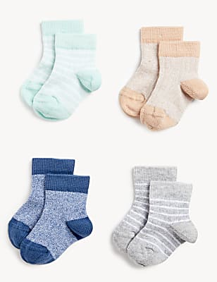 4pk Cotton Rich Ribbed Baby Socks