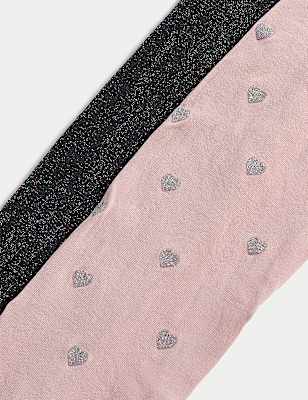 2pk Pink & Charcoal Sparkly Tights (2-14 Yrs)