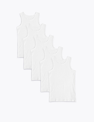 5 Pack Pure Cotton Vests (18 Months - 16 Years)
