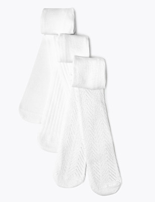 3 Pack of Pelerine, Ribbed & Plain White Tights (0-2 Yrs)