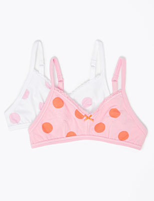 2 Pack Flexifit&trade; Spotted Non-Padded First Bras A-B