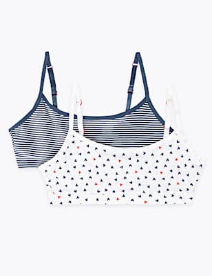 2 Pack Flexfit™ Heart Print Crop Tops