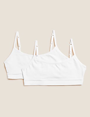 2pk Flexifit&trade; Cotton Rich Crop Tops (6-16 Yrs)