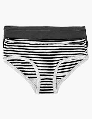 2 Pack Striped Knickers (6-16 Years)