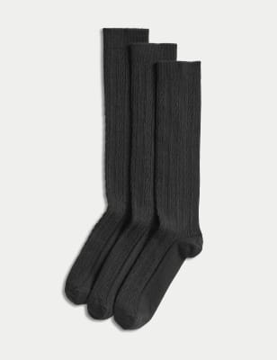 3pk of Cable Knee High Socks