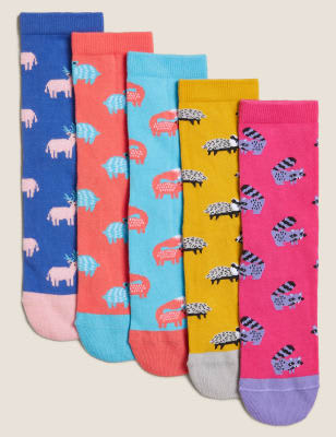 5pk Cotton Rich Animal Socks