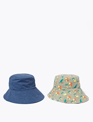 Kids' 2 Pack Pure Cotton Dinosaur Sun Hats
