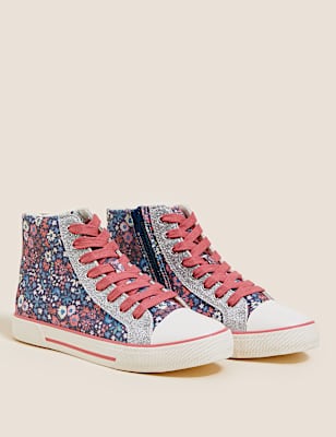 Kids' Floral Glitter High Tops (13 Small - 6 Large)