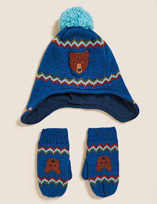 Kids' Animal Hat and Mitten Set (1-6 Yrs)