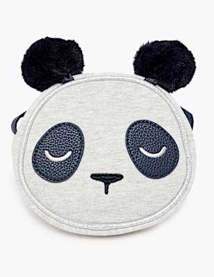 Kids' Pom Pom Panda Print Cross Body Bag