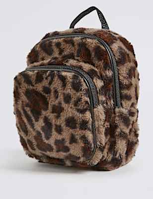 Kids’ Faux Fur Leopard  Mini Backpack