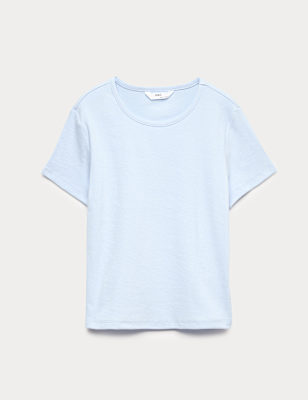 Cotton Rich Ribbed Fitted Crop T-Shirt (6-16 Yrs)