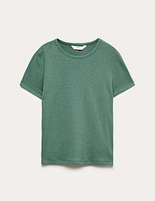 Cotton Rich Ribbed Fitted Crop T-Shirt (6-16 Yrs)