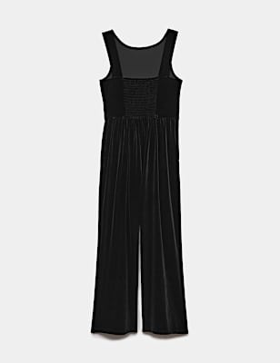 Velvet Wide Leg Pull On Jumpsuit