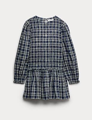 Pure Cotton Checked Dress (6-16 Yrs)