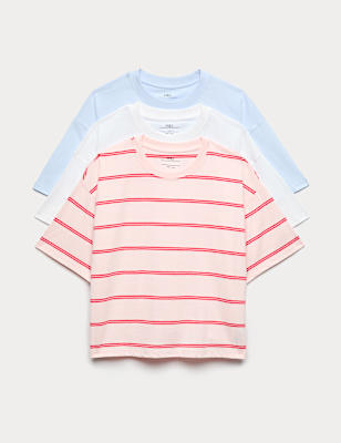 3 Pack Pure Cotton Boxy T-Shirts (6-16 Yrs)