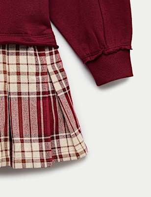 Cotton Rich Checked Sweatshirt Dress (6-16 Yrs)