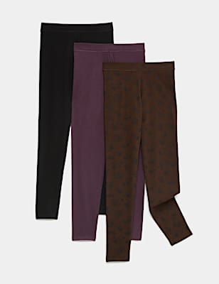 3 Pack Cotton Rich Print Leggings (6-16 Yrs)