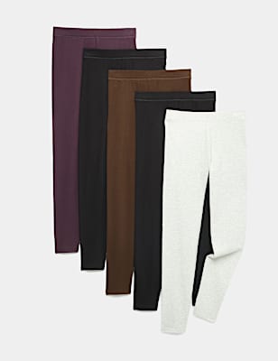 5 Pack Cotton Rich Leggings (6-16 Yrs)