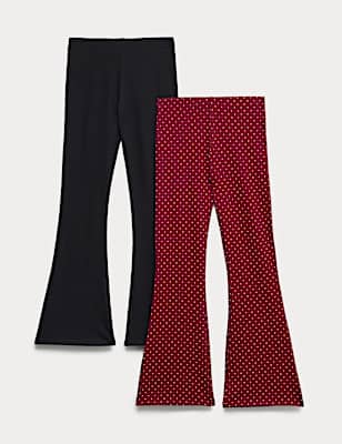 2pk Cotton Rich Polka Dot Kickflare Leggings (6-16 Yrs)