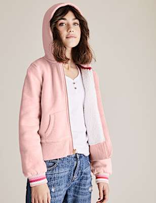 Cotton Borg Lined Zip Hoodie (6-16 Yrs)