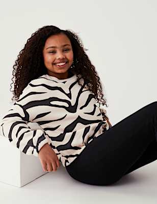 Cotton Rich Zebra Print Sweatshirt