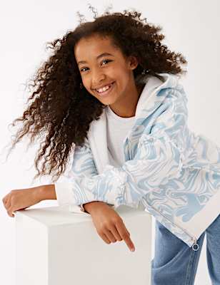 Cotton Rich Marble Print Zip Hoodie