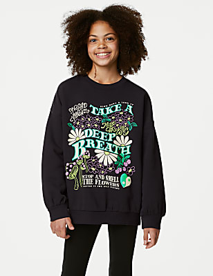 Cotton Rich Slogan Sweatshirt (6-16 Yrs)