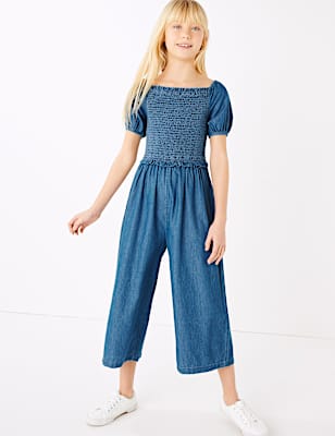 Denim Shirred Jumpsuit (6-16 Yrs)